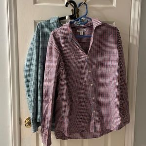 Two mens checked button up shirts